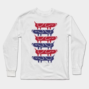 Long dog red white and blue Long Sleeve T-Shirt